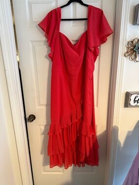 JessaKae Red Ruffle Midi Dress